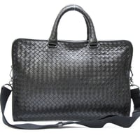 BOTTEGA VENETA Briefcase Intrecciato Leather Black #76211