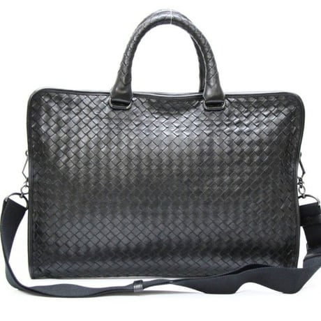 BOTTEGA VENETA Briefcase Intrecciato Leather Black #76211