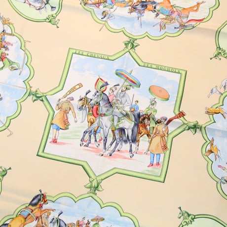 HERMES Carre 90 Silk 100% Scarf Stole "LES CHEVAUX DES MOGHOLS" #76517