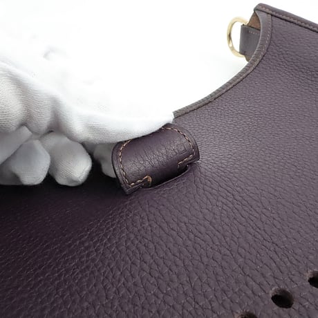 HERMES Evelyne GM Shoulder Bag Taurillon Clemence Leather Raisin #19514