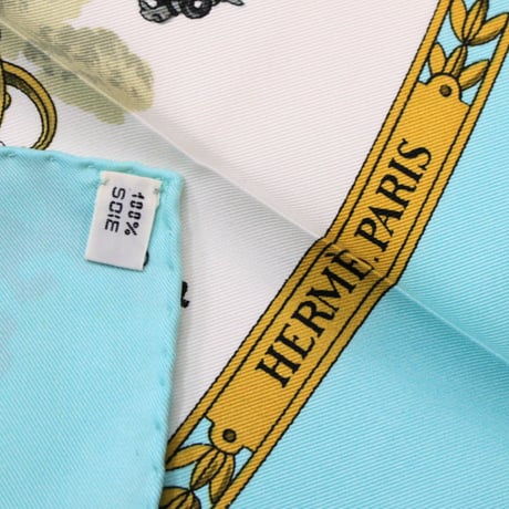 HERMES Carre 90 Silk 100% Scarf Stole "La Promenade de Longchamps" #76757