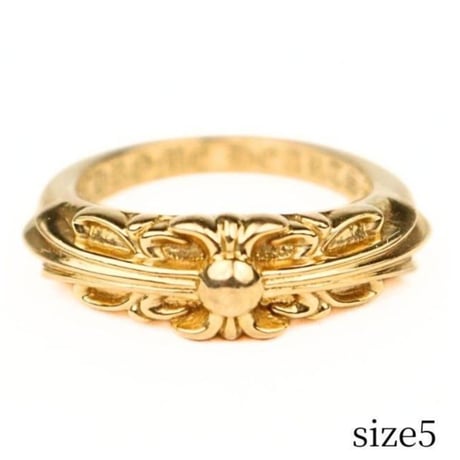 Chrome Hearts 22K Baby Classic Floral Cross Ring #104789