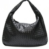 BOTTEGA VENETA Hobo Bag Intrecciato Leather Black #76212
