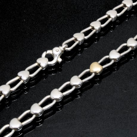 Tiffany & Co Heart Link Padlock Necklace Sterling Silver 925 18K Yellow Gold #76232