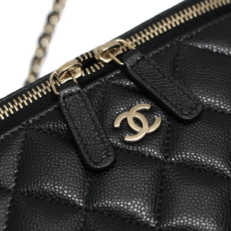 CHANEL Small Vanity Bag with Chain Quilted Caviar Black #76809