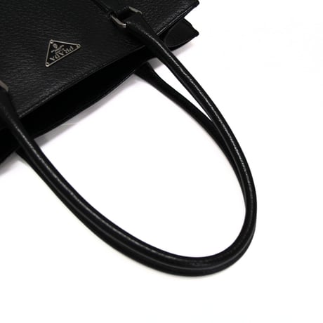 PRADA Triangle-Logo Tote Bag Leather Black #75788