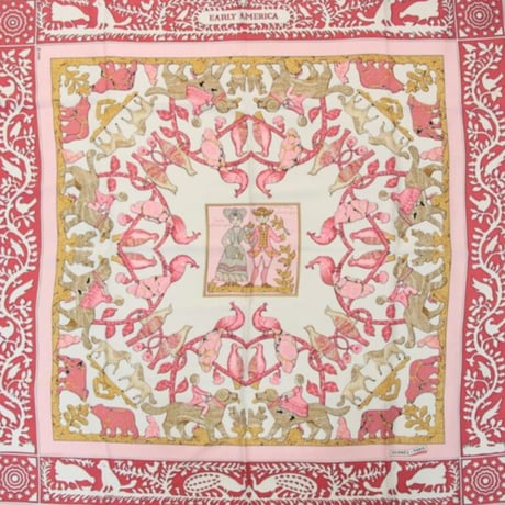 HERMES Carre 90 Silk 100% Scarf Stole "EARLY AMERICA" #76546