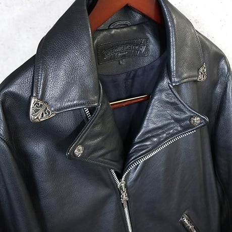 Chrome Hearts Basic Moto Leather Biker Riders Jacket Black  ＃103804