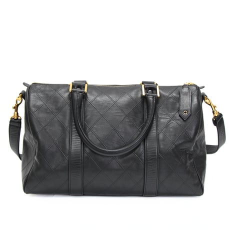 CHANEL Duffle Bag Diamond Stitched Calfskin Black #76713