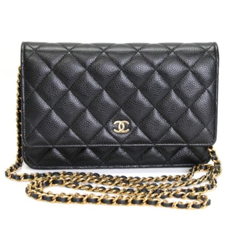 CHANEL Wallet on Chain Bag Quilted Caviar Black #76275
