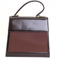 YVES SAINT LAURENT Vintage Boxy Flap Handbag Leather Brown #75667