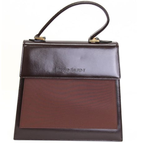 YVES SAINT LAURENT Vintage Boxy Flap Handbag Leather Brown #75667