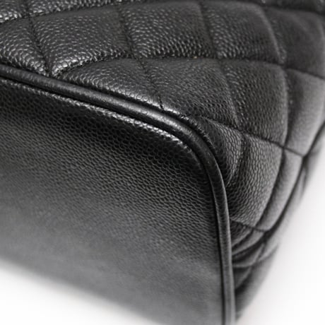 CHANEL Medallion Tote Bag Quilted Caviar Black #76201