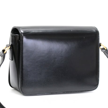 CELINE Teen Triomphe Shoulder Bag Calf Leather Black #76208