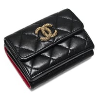 CHANEL Mesh CC Small Flap Wallet Quilted Caviar Black #75691