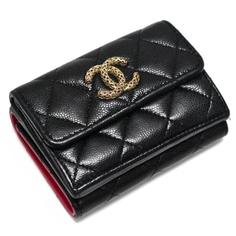 CHANEL Mesh CC Small Flap Wallet Quilted Caviar Black #75691
