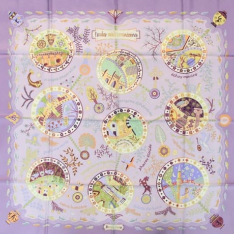 HERMES Carre 90 Silk 100% Scarf Stole "Escales mediterranennes" #76441