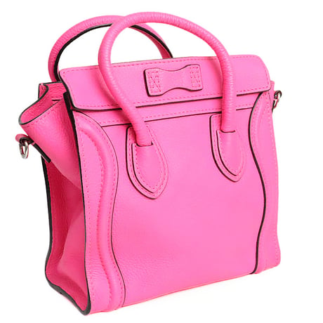 CELINE Micro Luggage Tote Bag Leather Neon Pink #19759