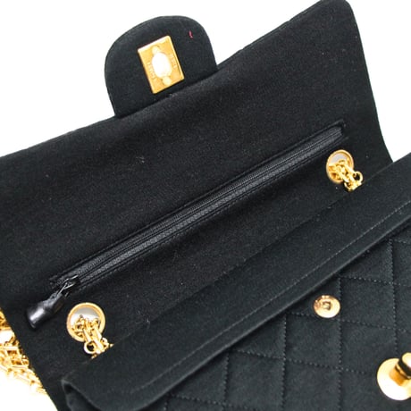 CHANEL Vintage Classic 23 Small Double Flap Bag Quilted Jersey Black ＃75662