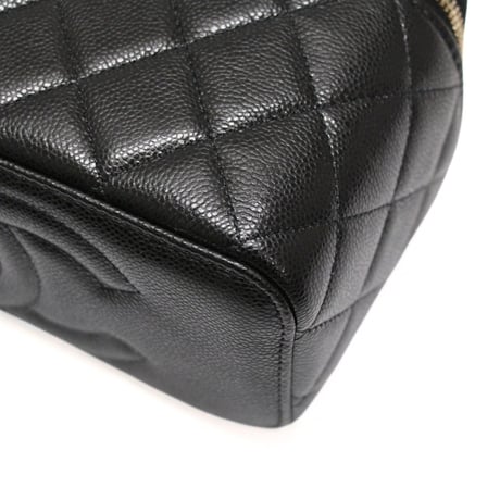 CHANEL Small Vanity Bag with Chain Quilted Caviar Black #76357