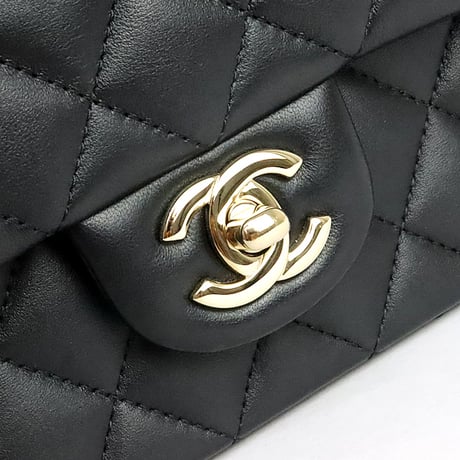 CHANEL Mini Rectangular Top Handle Flap Bag Quilted Lambskin Black #20036