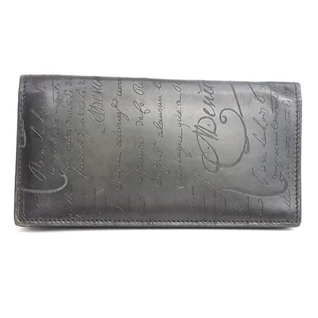 Berluti Santal Scritto Calligraphy Leather Zip Long Wallet #31958