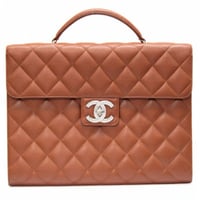 CHANEL Flap Briefcase Quilted Caviar Brown #75570