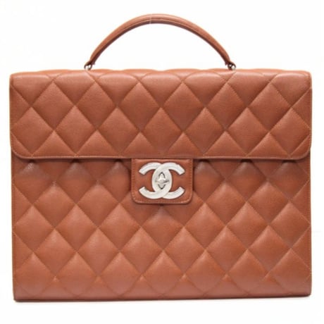 CHANEL Flap Briefcase Quilted Caviar Brown #75570