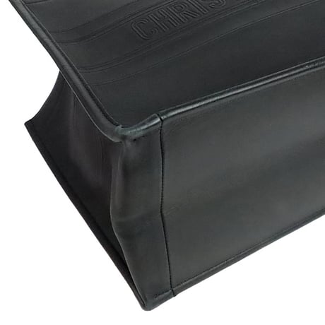 Christian Dior Medium Book Tote Bag Embossed Leather Black #20051