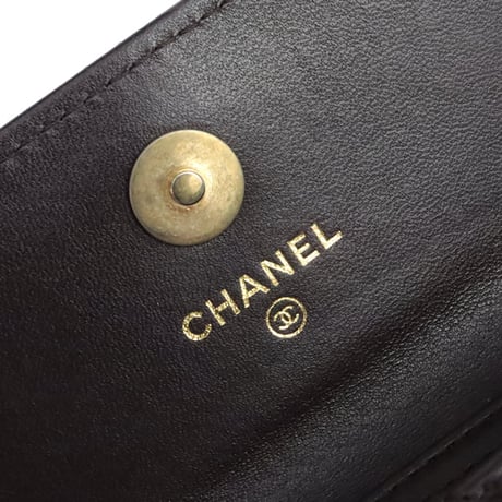 CHANEL Studded CC Mini Wallet on Chain Quilted Lambskin Black #20230