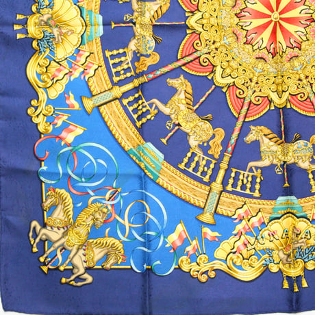 HERMES Carre 90 Silk 100% Scarf Stole "Luna Park" #76751