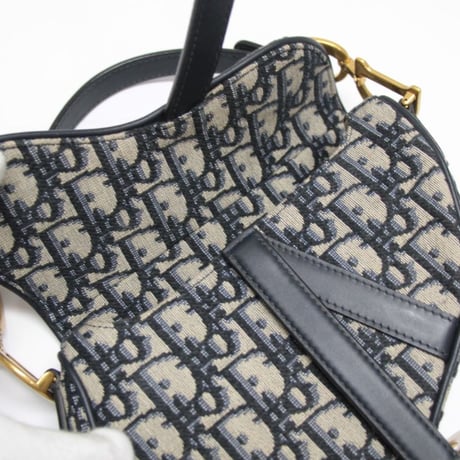 Christian Dior Small Saddle Bag Oblique Canvas Navy #75644