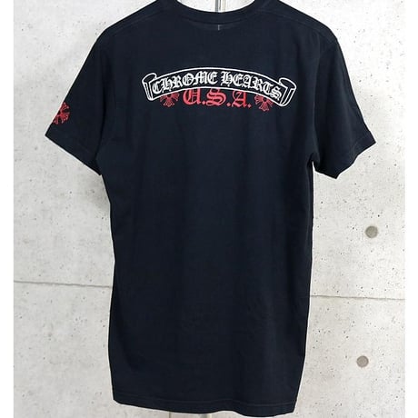 Chrome Hearts Scroll Label USA T-Shirt Black #103919
