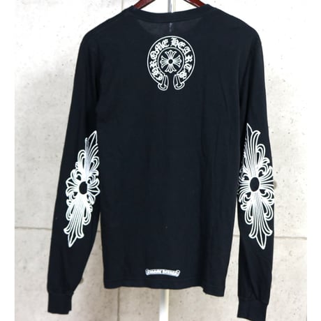 Chrome Hearts Floral Cross Neck Logo Long Sleeve T-Shirt Black #31721