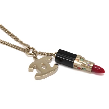 CHANEL CC Logo Lipstick Motif Pendant Bracelet Golg-toned 04A #75974