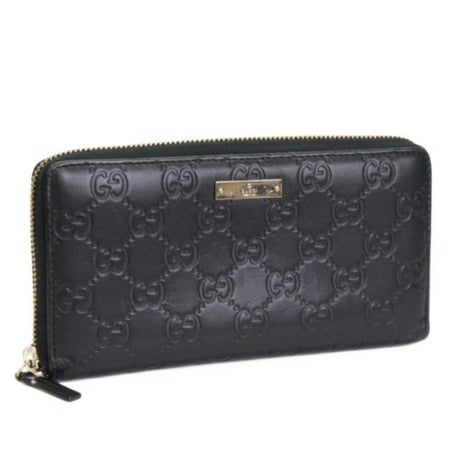 GUCCI Zip-around Wallet Guccissima Leather Black #76472