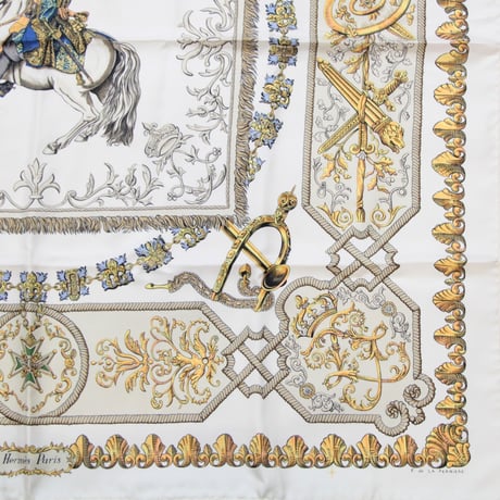 HERMES Carre 90 Silk 100% Scarf Stole "LVDOVICVS MAGNVS" #76551