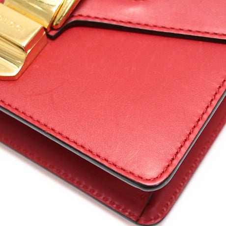 GUCCI Mini Sylvie Web Shoulder Bag Leather Red #76204