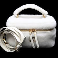 Miu Miu Top Handle Vanity Case Shearling White 5BH226 #75342
