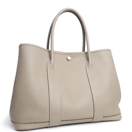 HERMES Garden Party PM Tote Bag Negonda Leather Gris Tourterlle＃19910