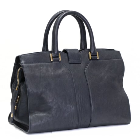 SAINT LAURENT PARIS Small Y Cabas Handbag Leather Navy #75940