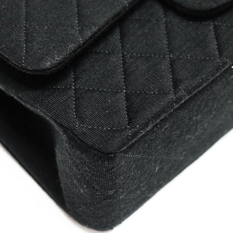 CHANEL Vintage Classic 23 Small Double Flap Bag Quilted Jersey Black ＃75662