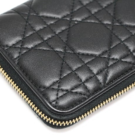 Christian Dior Lady Dior Voyageur Wallet Cannage Lambskin Black #76390