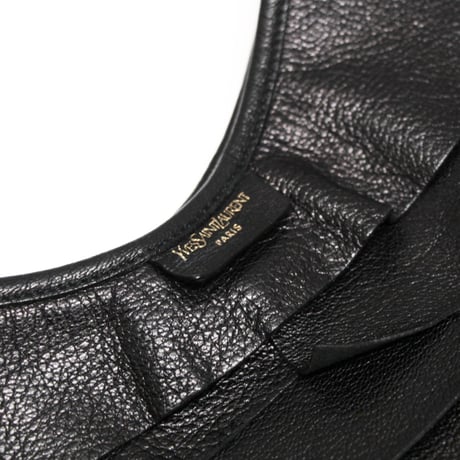 YVES SAINT LAURENT St. Tropez Mombasa Hobo Bag Leather Black #76382