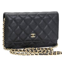 CHANEL Wallet on Chain Bag Quilted Caviar Black #76295