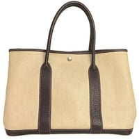 HERMES Garden Party PM Tote Bag Toile H Canvas Maron＃20218