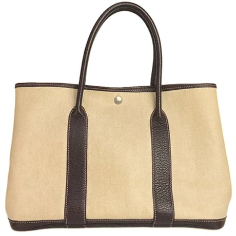 HERMES Garden Party PM Tote Bag Toile H Canvas Maron＃20218