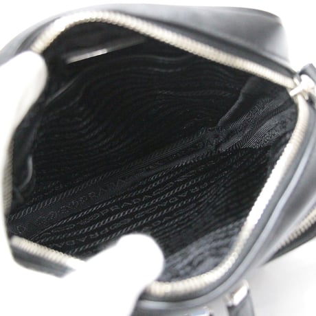 PRADA Front Pocket Crossbody Bag Leather Black 2VH168 ＃75628