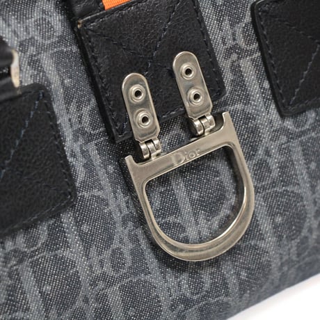 Christian Dior Flight Line Handbag Trotter Canvas Gray Black #76644