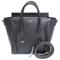 CELINE Nano Luggage Tote Bag Leather Black #75607